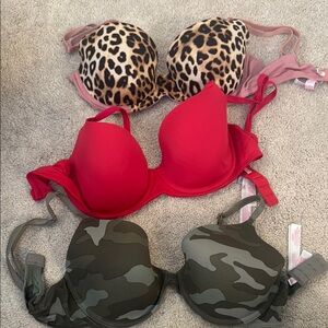 Leopard, Red, and Camouflage Bra Set